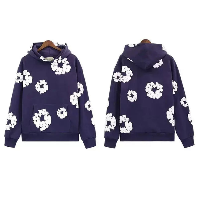 "Denim Tears" Purple Floral Pattern Full-Zip Hoodie Hover Image