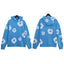 "Denim Tears" Royal Blue Floral Pattern Full-Zip Hoodie