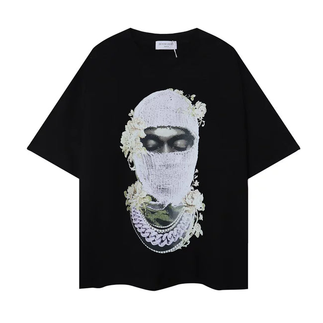 IH NOM UH NIT Pearl Mask & Floral Portrait Graphic Tee - Black Hover Image