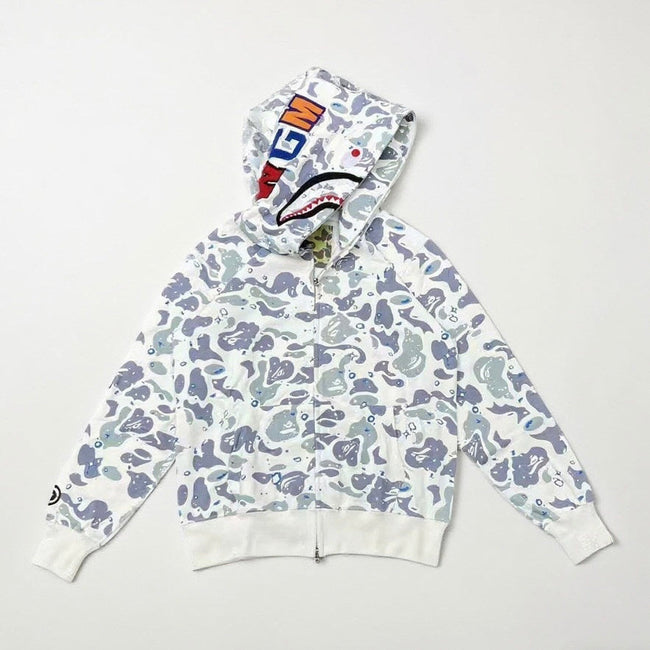 A BATHING APE ABC Camo Shark Full Zip Hoodie Blue White Hover Image