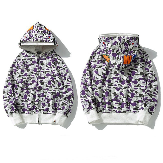 Bape Purple Camo Double Shark Full Zip Hoodie Hover Image